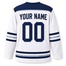 Load image into Gallery viewer, Ice Sculpture Menorah Hanukkah Hockey Jersey in Sculpted Ice Pearl, back view with your name and number