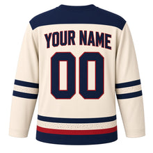 Load image into Gallery viewer, Ink Sketch Sufganiyot Hanukkah Hockey Jersey in Sketch Cream, back view with your name and number