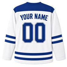 Load image into Gallery viewer, Ink Sketch Sufganiyot Hanukkah Hockey Jersey in Sketch White, back view with your name and number