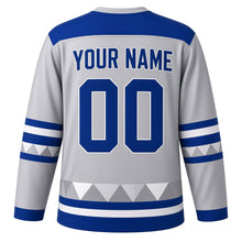 Load image into Gallery viewer, Low-Poly Crystal Dreidel Hanukkah Hockey Jersey in Crystal Silver, back view with your name and number