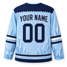 Load image into Gallery viewer, Midnight Ice Crystal Hanukkah Hockey Jersey in Glacier Crystal, back view with your name and number