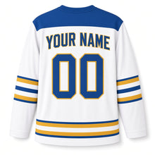 Load image into Gallery viewer, Modern Menorah Hanukkah Hockey Jersey in Gallery White, back view with your name and number