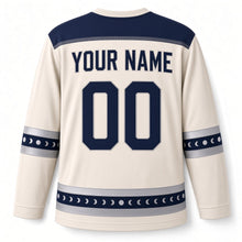 Load image into Gallery viewer, Moon Phase Eight Nights Hanukkah Hockey Jersey in Moonphase Ivory, back view with your name and number