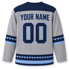 Load image into Gallery viewer, Origami Star Fold Hanukkah Hockey Jersey in Origami Ash Grey, back view with your name and number