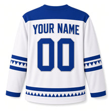 Load image into Gallery viewer, Origami Star Fold Hanukkah Hockey Jersey in Origami Paper White, back view with your name and number