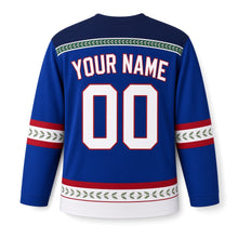 Load image into Gallery viewer, Pomegranate Vine Band Hanukkah Hockey Jersey in Vine Royal, back view with your name and number