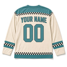 Load image into Gallery viewer, Retro Diner Latke Hanukkah Hockey Jersey in Diner Cream, back view with your name and number