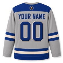 Load image into Gallery viewer, Retro Patch Collection Hanukkah Hockey Jersey in Patch Badge Heather, back view with your name and number