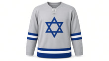 Load image into Gallery viewer, Hanukkah Original Hockey Jersey in Silver, front view – custom name and number