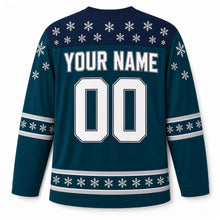 Load image into Gallery viewer, Snowflake Star Hanukkah Hockey Jersey in Glacier Teal, back view with your name and number