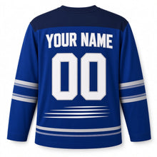 Load image into Gallery viewer, Speed Line Star Hanukkah Hockey Jersey in Speedline Royal, back view with your name and number