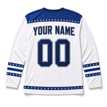 Load image into Gallery viewer, Spiral Galaxy Star Hanukkah Hockey Jersey in Galaxy Starlight White, back view with your name and number