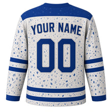Load image into Gallery viewer, Terrazzo Speckle Star Hanukkah Hockey Jersey in Terrazzo Grey, back view with your name and number