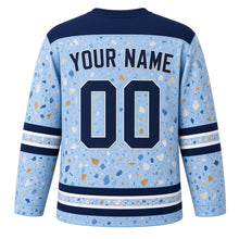 Load image into Gallery viewer, Terrazzo Speckle Star Hanukkah Hockey Jersey in Terrazzo Sky, back view with your name and number
