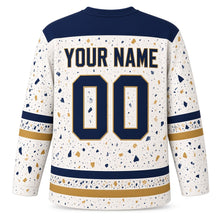 Load image into Gallery viewer, Terrazzo Speckle Star Hanukkah Hockey Jersey in Terrazzo White, back view with your name and number