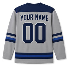Load image into Gallery viewer, Varsity Chenille Star Hanukkah Hockey Jersey in Varsity Heather, back view with your name and number