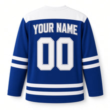 Load image into Gallery viewer, Varsity Chenille Star Hanukkah Hockey Jersey in Varsity Royal, back view with your name and number