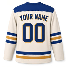 Load image into Gallery viewer, Vintage Postcard Greetings Hanukkah Hockey Jersey in Postcard Cream, back view with your name and number