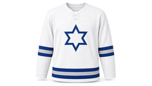 Load image into Gallery viewer, Hanukkah Original Hockey Jersey in White, front view – custom name and number