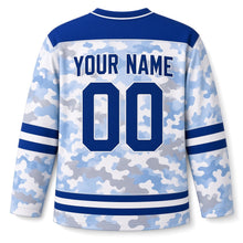 Load image into Gallery viewer, Winter Camo Star Hanukkah Hockey Jersey in Arctic Camo, back view with your name and number