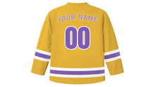Load image into Gallery viewer, Harare Original Hockey Jersey in Sunrise Gold, back view with your name and number