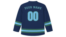 Load image into Gallery viewer, Harbin Original Hockey Jersey in Songhua Navy, back view with your name and number