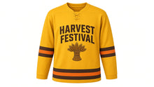 Load image into Gallery viewer, Harvest Festival Original Hockey Jersey in Gold, front view – custom name and number