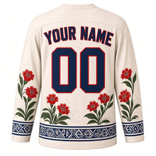 Load image into Gallery viewer, Heilala Festival Original Hockey Jersey in Coconut Cream, back view with custom YOUR NAME and 00