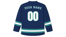 Load image into Gallery viewer, Helsinki Original Hockey Jersey in Baltic Navy, back view with your name and number