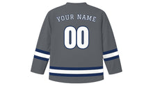 Load image into Gallery viewer, Helsinki Original Hockey Jersey in Granite Grey, back view with your name and number