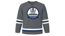 Load image into Gallery viewer, Helsinki Original Hockey Jersey in Granite Grey, front view – custom name and number