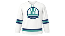 Load image into Gallery viewer, Helsinki Original Hockey Jersey in Snow White, front view – custom name and number