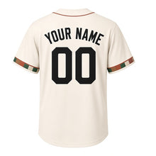 Load image into Gallery viewer, Heritage Quilt Milwaukee Baseball Jersey in Quilt Cream, back view with your name and number – custom block name and number with patchwork-check sleeves