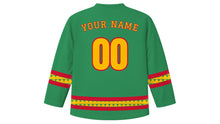 Load image into Gallery viewer, Higantes Festival Original Hockey Jersey in Bamboo Green, back view with your name and number