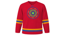 Load image into Gallery viewer, Higantes Festival Original Hockey Jersey in Fiesta Red, front view – custom name and number