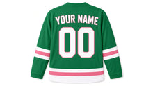 Load image into Gallery viewer, Hinamatsuri Original Hockey Jersey in Green, back view with your name and number