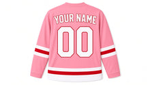 Load image into Gallery viewer, Hinamatsuri Original Hockey Jersey in Pink, back view with your name and number