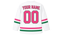 Load image into Gallery viewer, Hinamatsuri Original Hockey Jersey in White, back view with your name and number