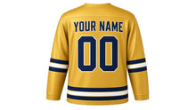 Load image into Gallery viewer, Hogmanay Original Hockey Jersey in Gold, back view with your name and number