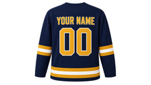 Load image into Gallery viewer, Hogmanay Original Hockey Jersey in Navy, back view with your name and number