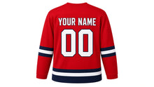Load image into Gallery viewer, Hogmanay Original Hockey Jersey in Red, back view with your name and number