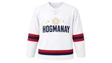 Load image into Gallery viewer, Hogmanay Original Hockey Jersey in White, front view – custom name and number