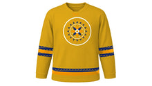 Load image into Gallery viewer, Holla Mohalla Original Hockey Jersey in Gold, front view – custom name and number