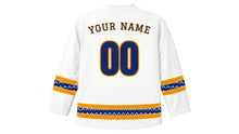 Load image into Gallery viewer, Holla Mohalla Original Hockey Jersey in White, back view with your name and number