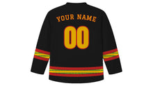 Load image into Gallery viewer, Homowo Original Hockey Jersey in Black, back view with your name and number