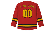 Load image into Gallery viewer, Homowo Original Hockey Jersey in Red, back view with your name and number