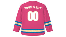 Load image into Gallery viewer, Honolulu Original Hockey Jersey in Hibiscus Pink, back view with your name and number
