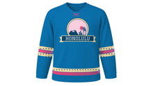Load image into Gallery viewer, Honolulu Original Hockey Jersey in Ocean Blue, front view – custom name and number