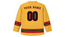 Load image into Gallery viewer, Hornbill Festival Original Hockey Jersey in Hornbill Yellow, back view with your name and number