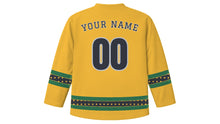 Load image into Gallery viewer, Houston Original Hockey Jersey in Sunset Gold, back view with your name and number